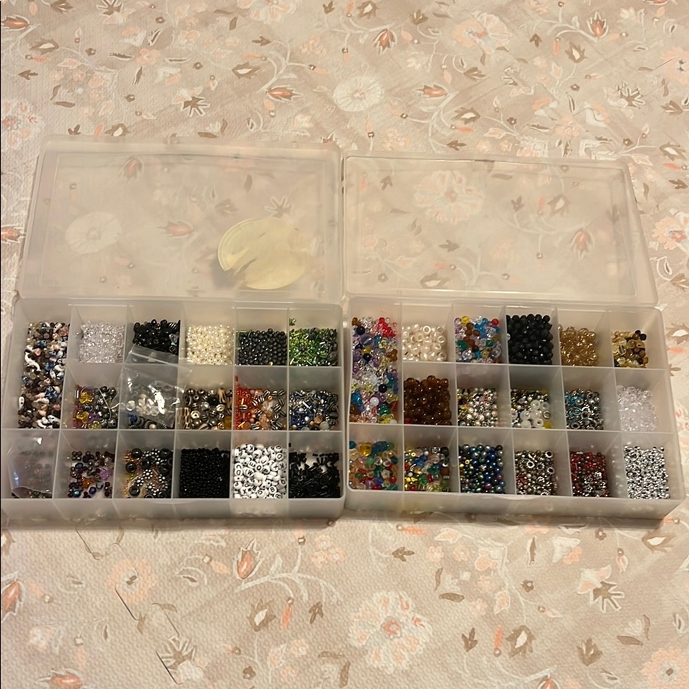 Bead assortment in organized bins